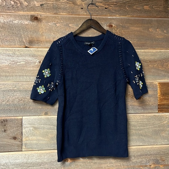 Banana Republic Sweaters - Banana Republic NWT Blue Knit Jeweled Short Sleeve Sweater Medium